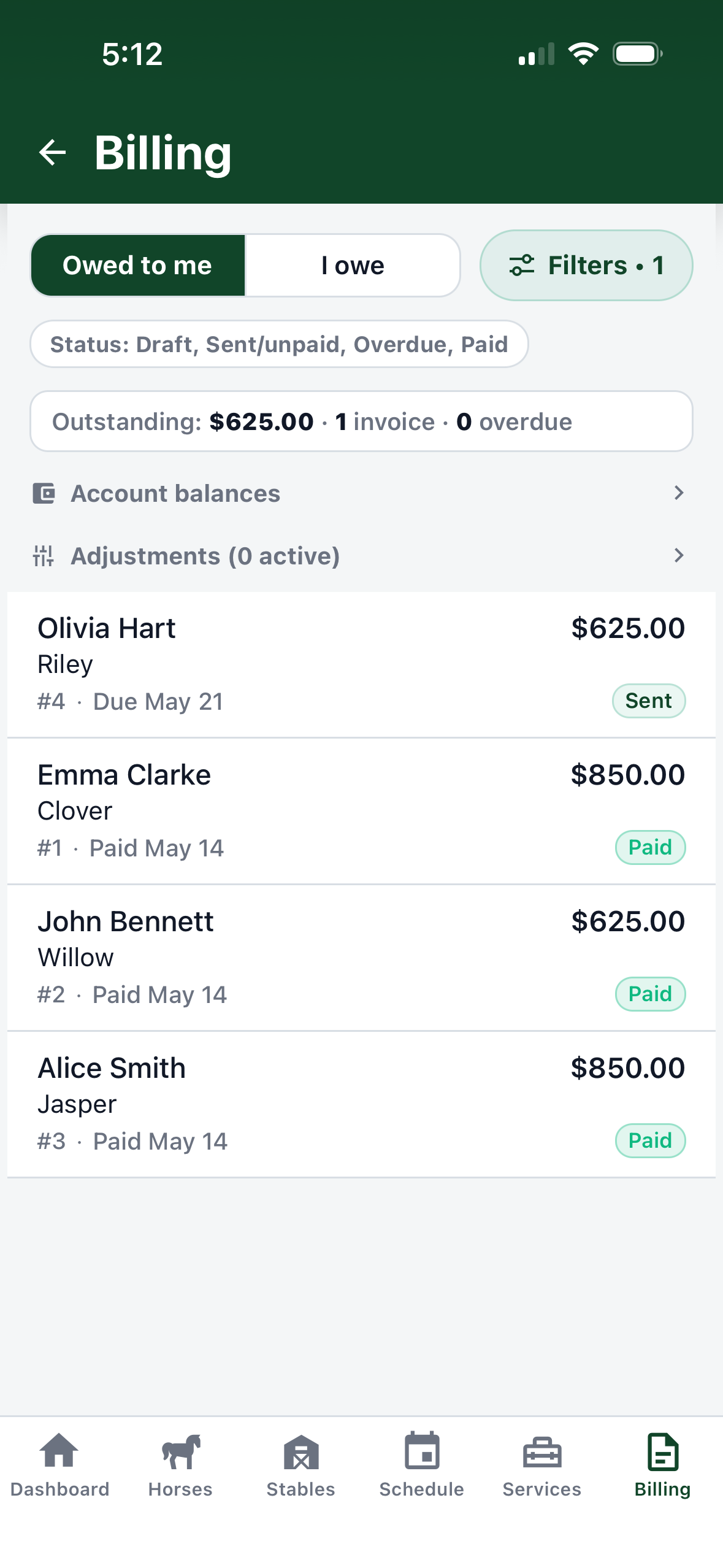 Aurestra billing view